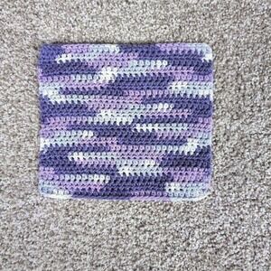 Handmade Crocheted Washcloth Dishcloth Purple Haze Lavender White Cotton Blend‎